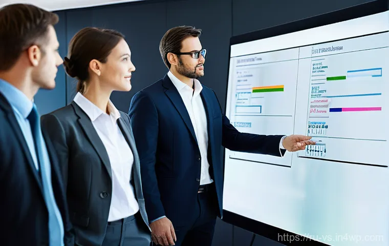 수렴적 사고 프로세스를 통한 팀 성과 향상 - **Convergent Thinking: From Chaos to Clarity**
    A dynamic, brightly lit office scene with a diver...