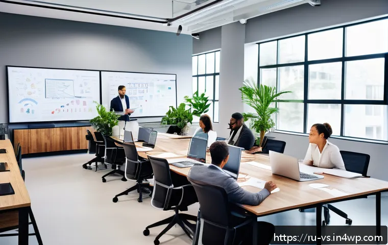 수렴적 사고 개발을 위한 최신 연구 결과 - A modern, bright office environment with diverse professionals collaborating around a large table co...