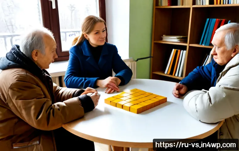 Home 17 수렴적 사고의 실천을 위한 커뮤니티 구축 - Photorealistic community problem-solving workshop in a bright Russian neighborhood library, diverse ...